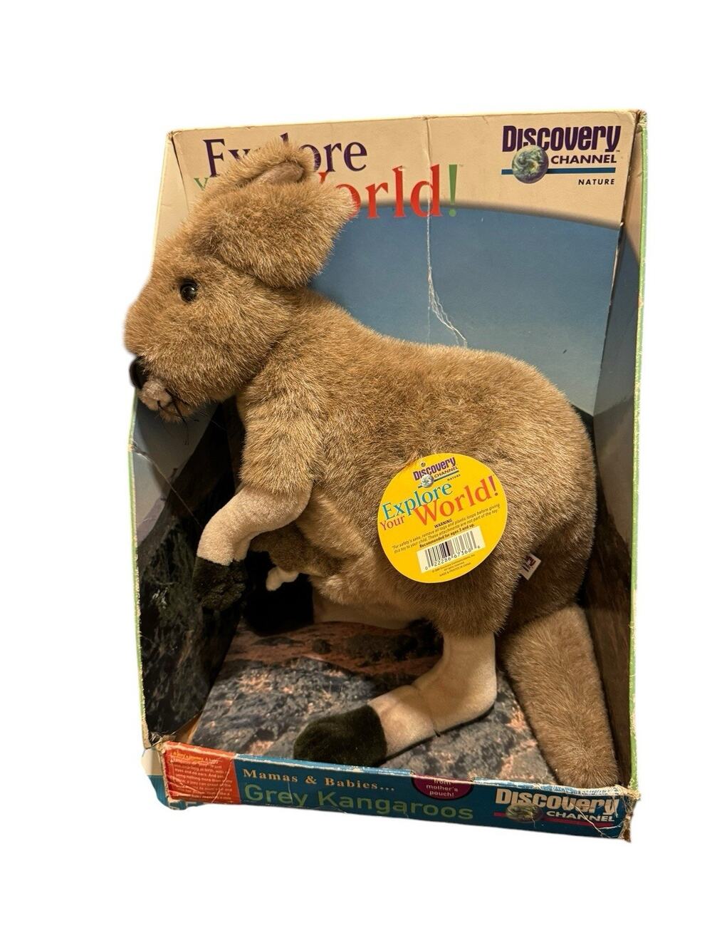 Discovery Channel Rumby & Joey Grey Kangaroos Plush Vintage 2000 Removable Baby